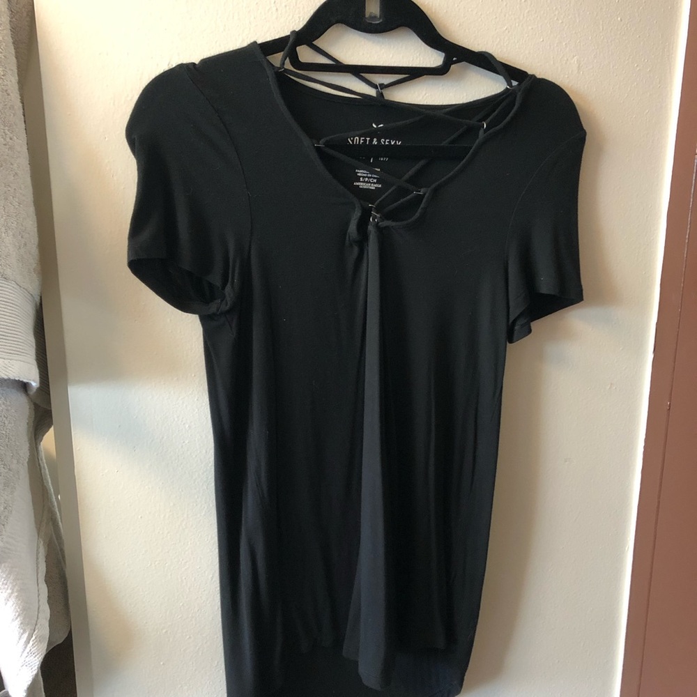Black cross tee soft and sexy